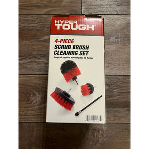 NEW Hyper Tough 4-Piece Scrub Brush Cleaning Set Red Black One Size